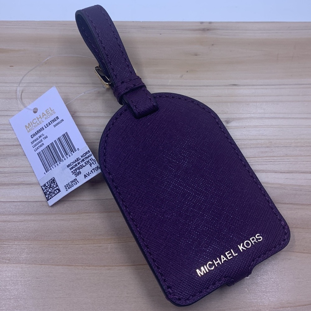 Michael Kors Plum Saffiano Leather Luggage Tag